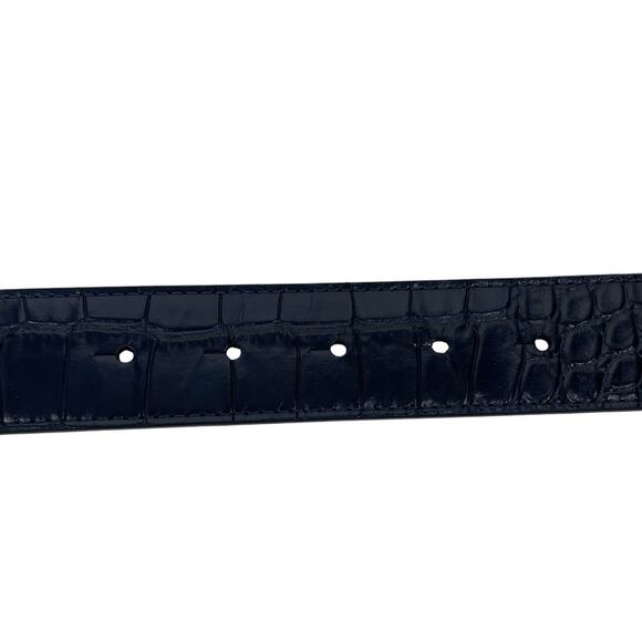 Christian Louboutin CL Logo Crocodile Reversible Leather Belt Blue Size 85/34 - Picture 9 of 14